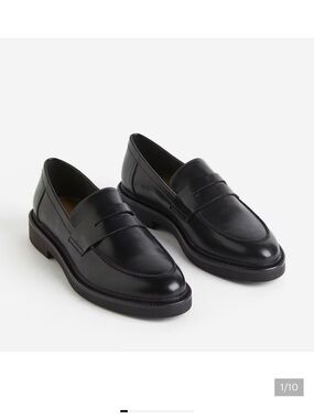 H&M Black Faux Leather Chunky Penny Loafer Size 6